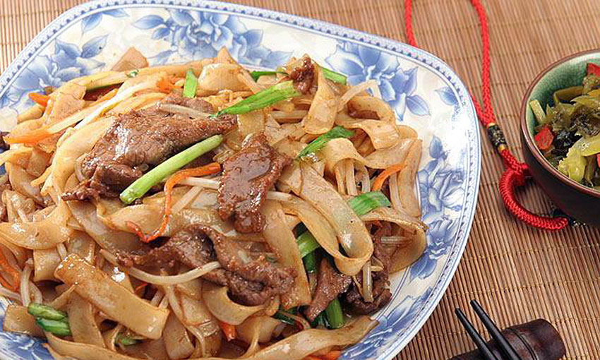 Chinese food West noodles with beef